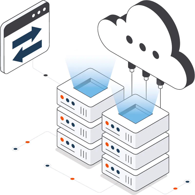 Data-infrastructuur illustratie Isometrische illustratie van servers, cloudopslag en databeheer voor IT-infrastructuur